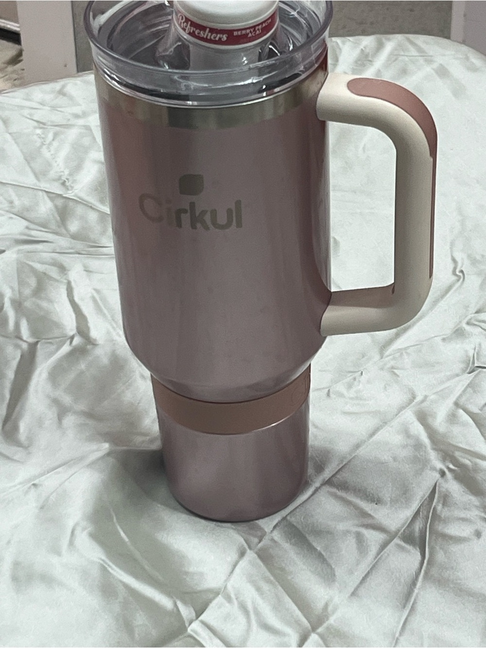 Cirkul 40oz All-Day StrawSip Tumbler in a rose gold finish.